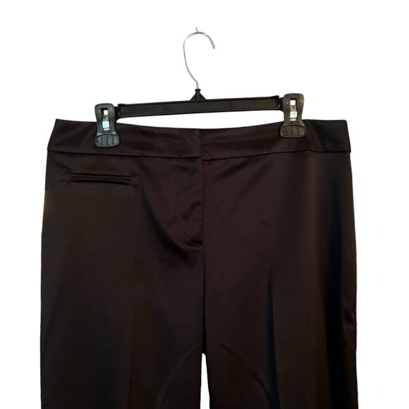 JS Collections Black Pants Trousers Satin Flat Front Slash Pocket Size 12 Shiny - Picture 8 of 10